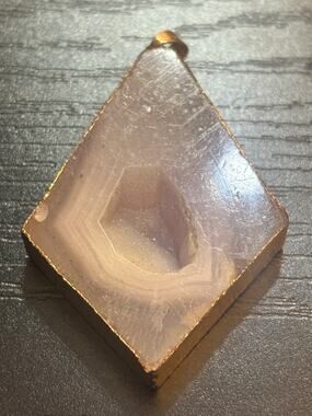 Amethyst Agate Slice Diamond Pendant Gold Tone